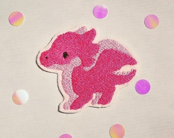 Pink dragon iron-on patch