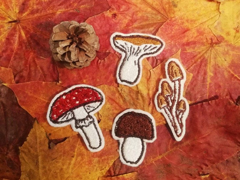 Mushroom iron-on patches Set