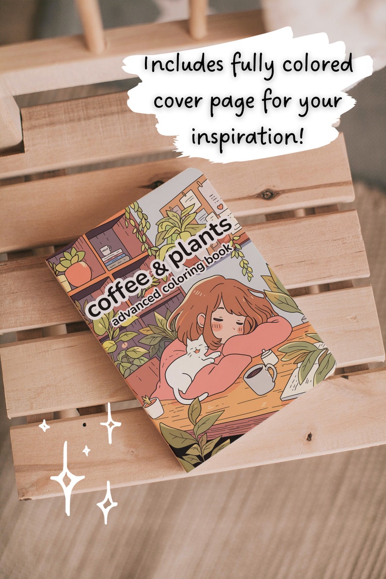 Coffee & Plants: Relaxing Advanced Adult Coloring Book 12 Pages of ...