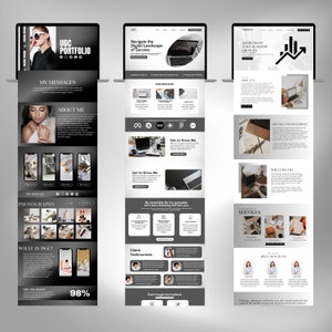 May include: A website homepage with a black and white color scheme. The website is for a business that provides digital marketing services. The website features a variety of services, including website design, social media marketing, and search engine optimization. The website also includes a section on client testimonials and a call to action to contact the business.