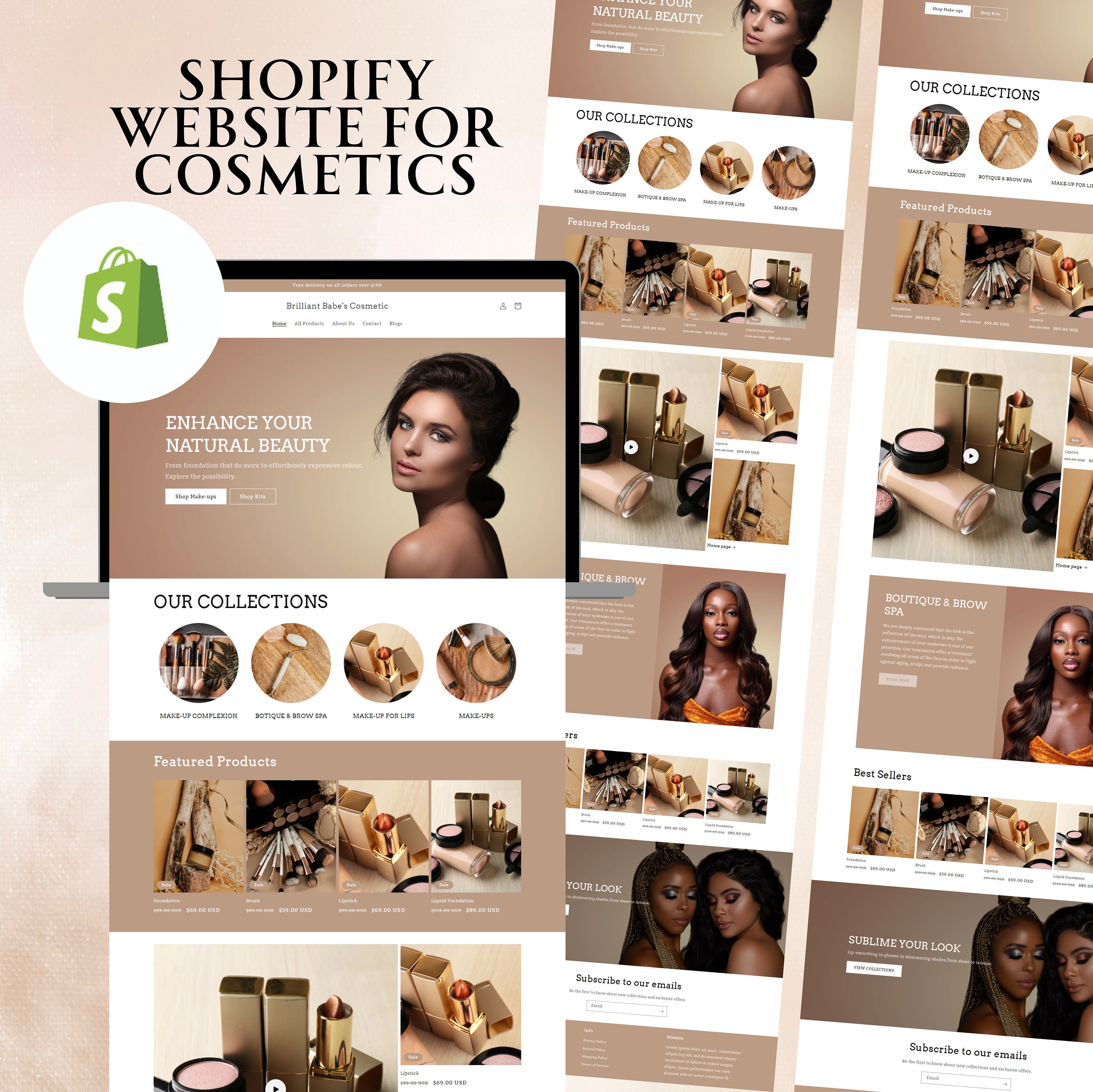 Cosmetic Website Shopify , Cosmetic Shopify Website , Shopify Cosmetic  Website Template , Shopify Template Cosmetics , Shopify 2.0 Template - Etsy