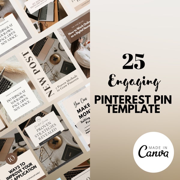 25 modèles d'épingles Pinterest | Modèles Pinterest | Modèles Pinterest Canva | Épingles Pinterest | Conception d’épingles Pinterest | Beige | Neutre