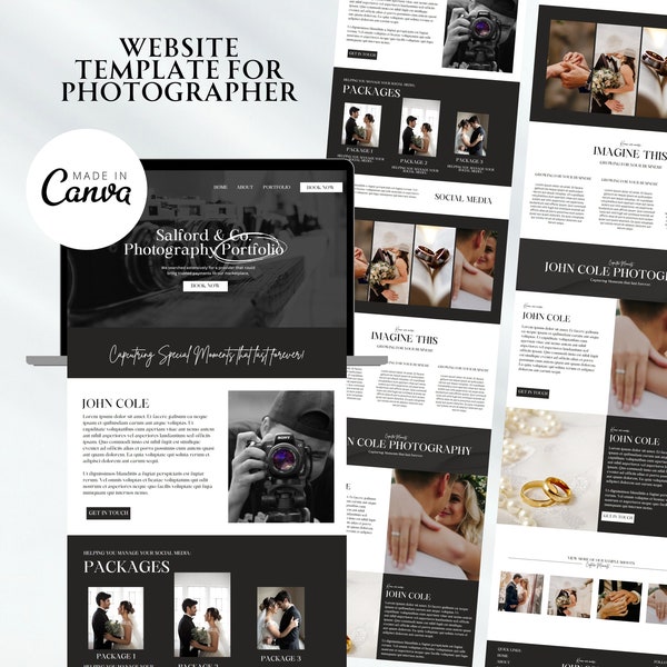 Website template photographers | photographer website | photographer templates | photographer website template | canva website template