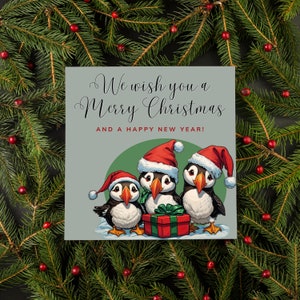 Papageientaucher Weihnachtskarte | Weihnachtskarte | Papageientaucher Weihnachtskarte | Frohe Weihnachten & guten Rutsch ins Neue Jahr Papageientaucher Karte | 1er, 3er oder 5er-Pack