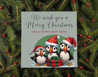 Puffin Christmas Card | Christmas Card | Puffin Christmas Card | Merry Christmas & Happy New Year Puffin Card | Pack of 1, 3 or 5