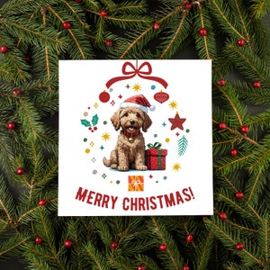 de Noël Labradoodle | Joyeux Noël | Carte Labradoodle de Noël | Carte de Joyeux Noël et de bonne année | Lot de 1, 3 ou 5
