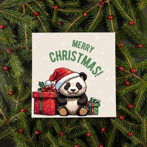 Panda-kerstkaart | Vrolijke kerstkaart | Kerstpandakaart | Prettige kerstdagen en een gelukkig nieuwjaar pandakaart | Pak van 1, 3 of 5 inch