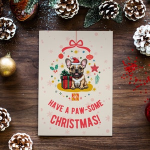 Französische Bulldogge Weihnachtskarte | Weihnachtskarte | Hunde Weihnachtskarte | Frohe Weihnachten & Happy New Year Hundekarte | 1er, 3er oder 5er-Pack