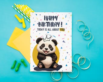 Panda Birthday Card | Cute Animal Birthday Card for Animal Lovers | Funny Greeting Card | Unique Handmade Card