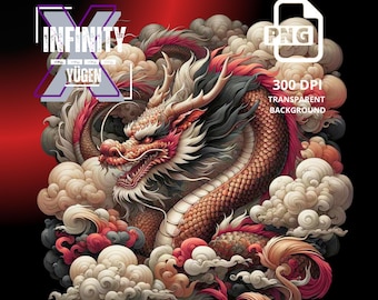 Drachen Krieger PNG, digitaler Download im japanischen Stil, druckbare DragonArt für T-Shirts, Drachen Clipart für Sublimationsdesign