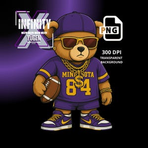 MInnesotta Teddy Bear png, PNG, Football Inspired png, digital download, Football PNG, Football Teddy Bear, Ideal for T-Shirts & Hoodies