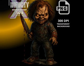 Chucky Horror PNG Clipart – Scary Doll Digital Art for Halloween Streetwear Style png Streetwear Designs,