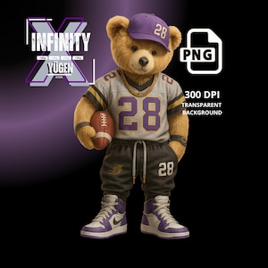 MInnesotta Teddy Bear png, PNG, Football Inspired png, digital download, Football PNG, Football Teddy Bear, Ideal for T-Shirts & Hoodies