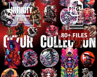 Japanese Design Mega Bundle 80+ PNGs | T-Shirt POD Art | Sublimation Graphics | Digital Download | Commercial Use Included