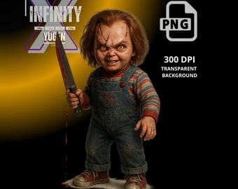 Chucky PNG – Horror Character Digital Design for Apparel– Scary Doll Digital Art for Halloween Streetwear Style png Streetwear Designs,