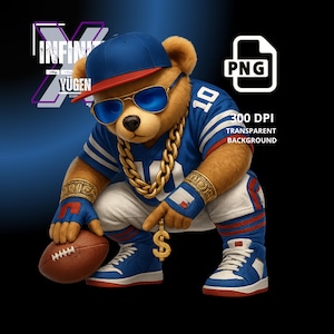 Football Teddy Bear PNG, New York Football Inspired png, digital download PNG, digital download Png, Football Teddy Bear