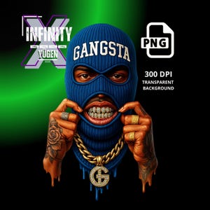 Diamond Gangster PNG Ski Mask Teeth Hustle Guy png Streetwear Style png Streetwear Designs, Money Urban Designs Ski Mask PNG Gangster PNG