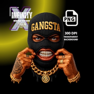 Diamond Gangster PNG Ski Mask Teeth Hustle Guy png Streetwear Style png Streetwear Designs, Money Urban Designs Ski Mask PNG Gangster PNG