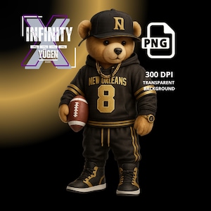 New Orleans Football Teddy Bear png, Football Inspired png, digital download Football PNG, Football Teddy Bear, Ideal for TShirts & Hoodies
