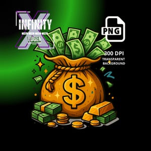 Money Bag - Digital Download PNG - Get the Bag - Great for T-shirt Designs and More, Money Png Dollar Png, cash money dollar bill png