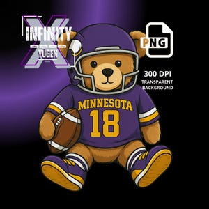 MInnesotta Teddy Bear png, PNG, Football Inspired png, digital download, Football PNG, Football Teddy Bear, Ideal for T-Shirts & Hoodies