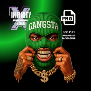 Diamond Gangster PNG Ski Mask Teeth Hustle Guy png Streetwear Style png Streetwear Designs, Money Urban Designs Ski Mask PNG Gangster PNG