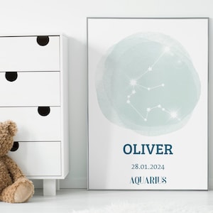 CUSTOM Zodiac Sign Birth Poster Wall Art Digital File | Custom BABY Birth Print | Personalized Zodiac Newborn Gift