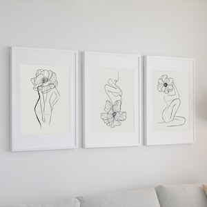 One Line Art Drawing, One Line Art Set Of 3 Minimalistic Wall art Prints, Printable Art Picture, Poster, DIGITAL DOWNLOAD
