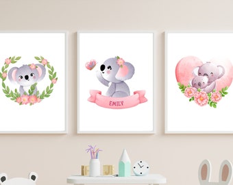 Custom Koala Nursery Art: Australian Animal Prints, Set of 3 (Digital Download)