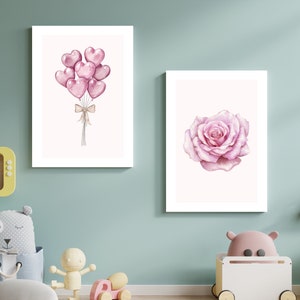 Girls Pink Nursery Wall Art | NURSERY PRINTS Set of 2 | Girls Cute Room Decor | Boho Nursery Decor | Printable wall art | Newborn Gift
