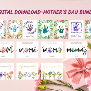 Pacote para impressão do Dia das Mães | Presente de dia das mães com impressão manual para o dia das mães | Tudo sobre a mamãe | Presente artesanal para mamãe de bebês, crianças, crianças em idade pré-escolar