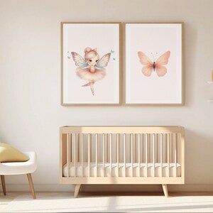 Ballerina Nursery Print Set: Pink Butterfly, Ballet Decor (Digital Download)