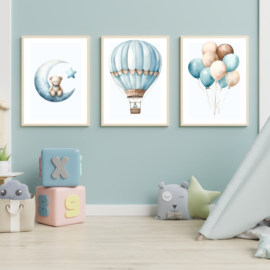 Baby Boy Blue Nursery Prints | Cutest Bear Nursery Wall Art ...