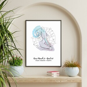 Aries Zodiac Sign Poster, Astrology Zodiac Sign Art Print, Zodiac Poster, Digital Download Print Wall Art, Star Sign Print