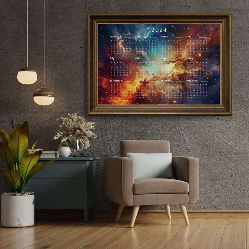2024 Yearly Space Calendar , 2024 Space Wall Calendar ,designed for