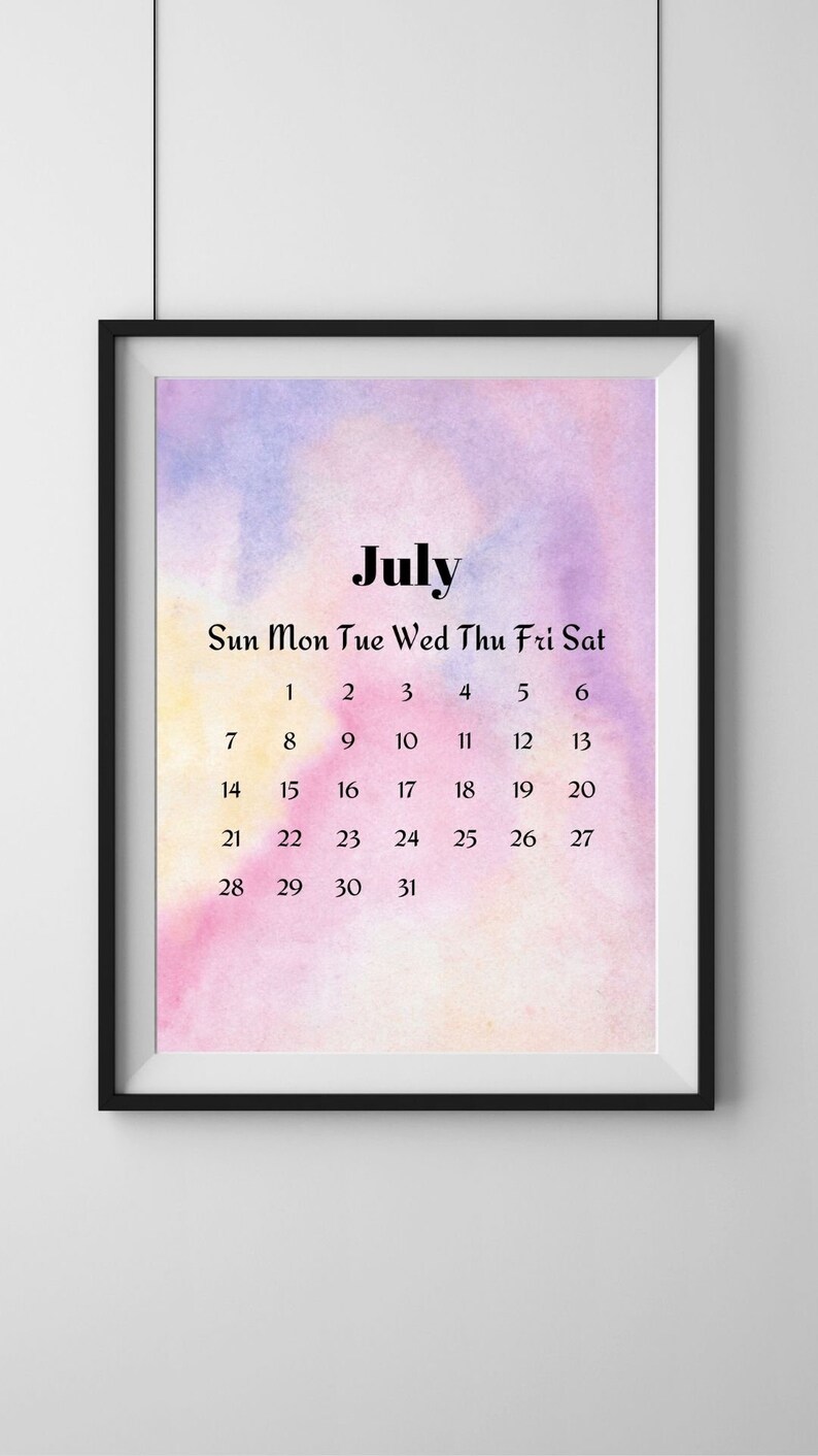 2024 Calendar Printable , 2024 Watercolor Calendar , Instant Download