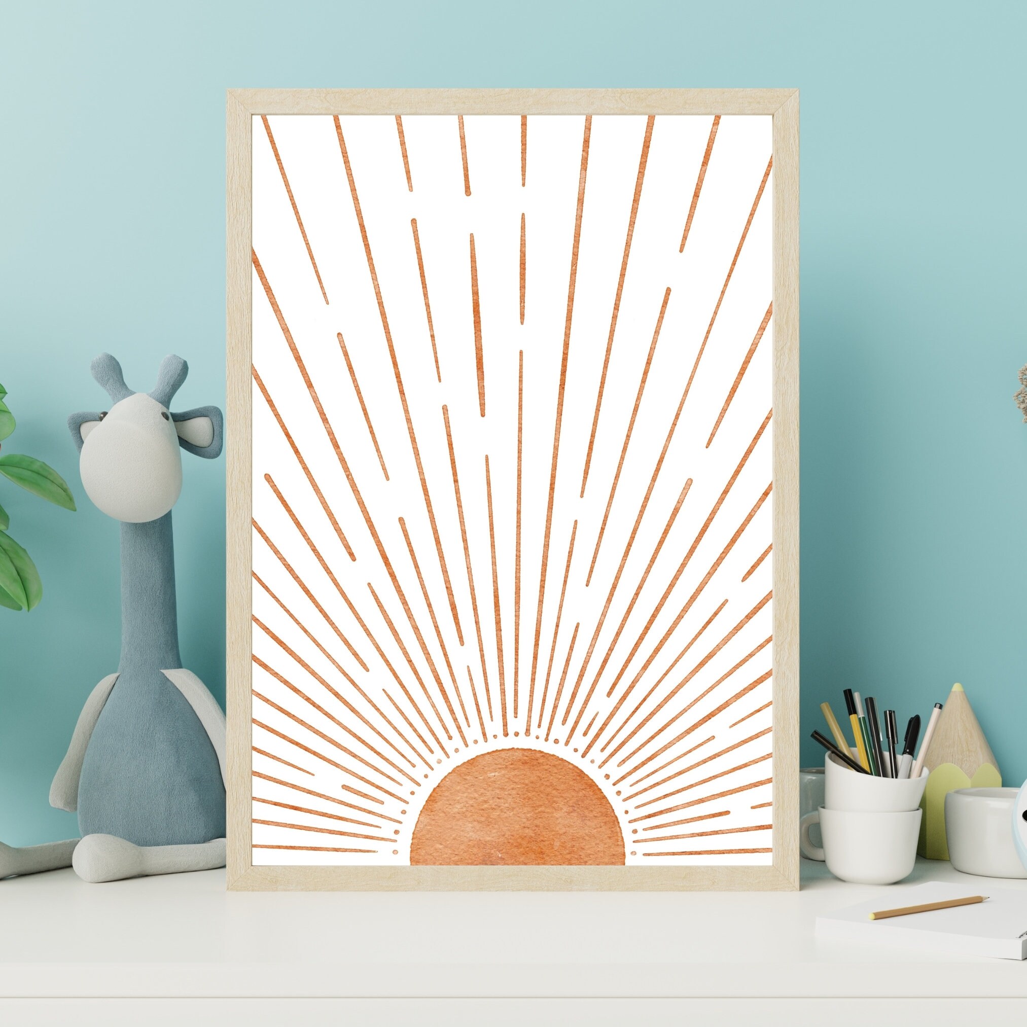 Sunshine Printable Wall Art Kids Room Sun Printable Art Watercolor Sun ...
