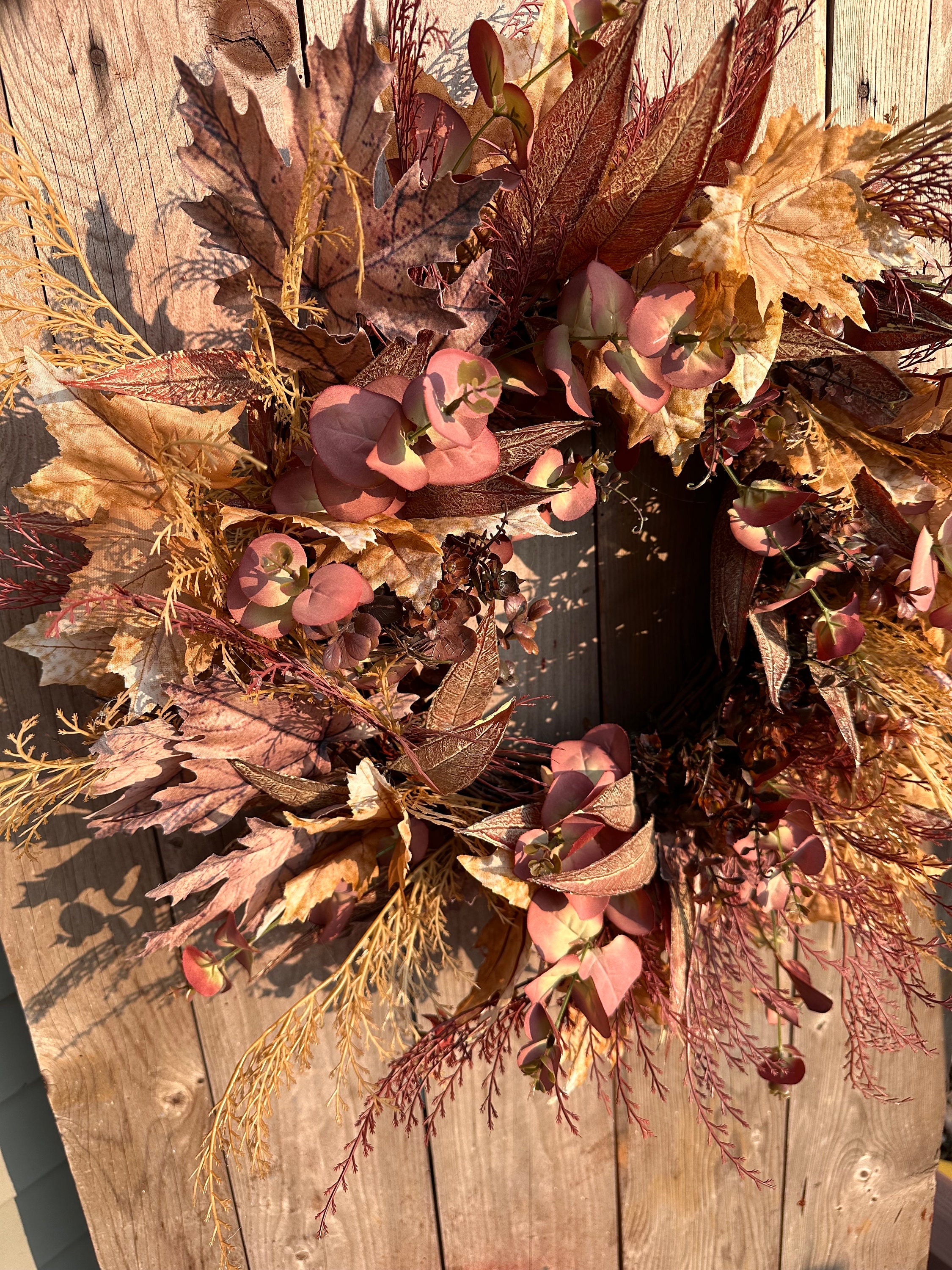 Maple Leaf Wreath for Front Door, Autumn Foliage, Fall Front Door Decor ...