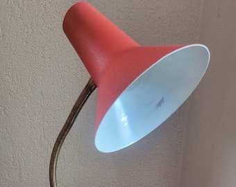 Orange retro 60ties cone lamp with massive table stand