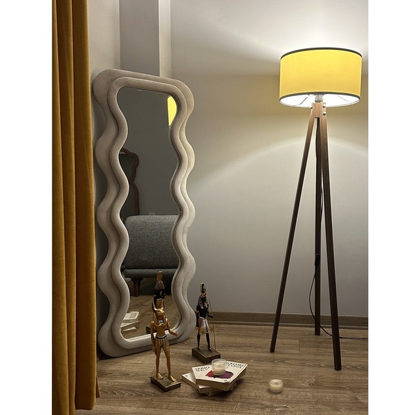 Wavy mirror, Wall mirror, Body lenght mirror, Irregular mirror, Aesthetic wall mirror, Vanity mirror, Home decor,Handmade framed mirror,A6
