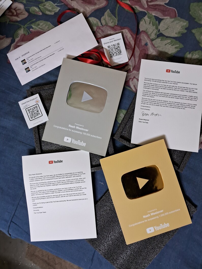 YouTube Play Button Award Decorative / Gift Item image 3