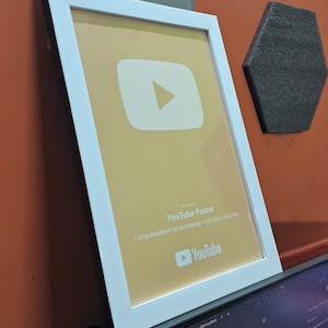 YouTube Play Button Award Decorative / Gift Item Framed Light