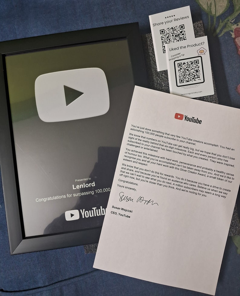 YouTube Play Button Award Decorative / Gift Item image 9