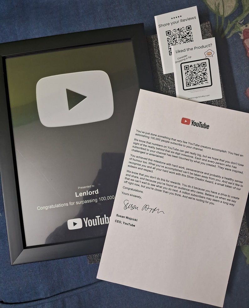 YouTube Play Button Award Decorative / Gift Item zdjęcie 9