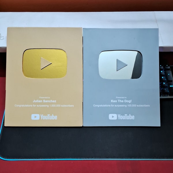 Trophée du bouton de lecture YouTube - Article décoratif/cadeau