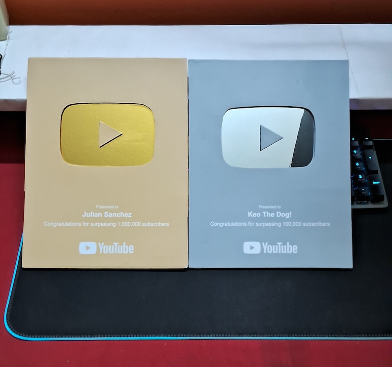 YouTube Play Button Award Decorative / Gift Item image 1