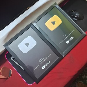 YouTube Play Button Award Decorative / Gift Item Framed Dark