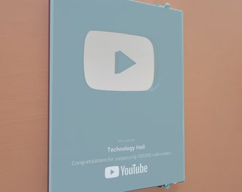 Silver Play Button | YouTube Play Button Plaque | Customized Decorative Wall Hanging Gift Item