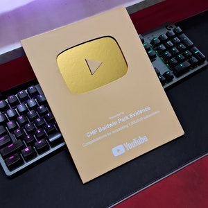 YouTube Play Button Award Decorative / Gift Item Official Gold