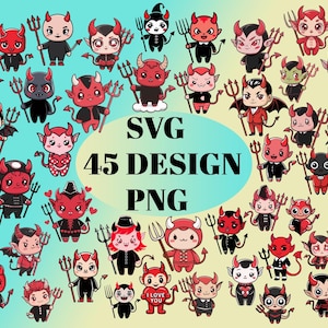 Сute DEVIL SVG/PNG Bundle, funny devil svg clipart, demon png, demon hoodie design, design for print, devil t-shirt design